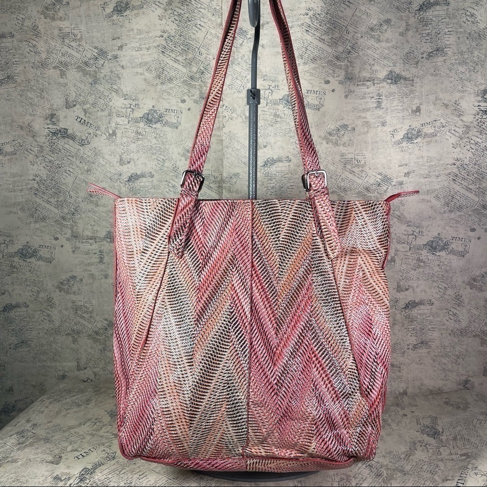 Lodis Multicolor Leather Tote Bag Colorblock Shoulder Work Purse